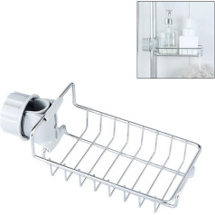 Shower Basket for Hanging, Made of Stainless Steel, No Drilling, Mounting with Hooks, Sponge Holder, Soap Basket, Soap Holder, All Diameters of 20-25 mm, Round Shower Rail