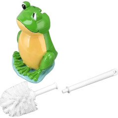 Zerodis Toilet Brush and Holder Set Bathroom Frog Bristles Green Plastic Toilet Brush