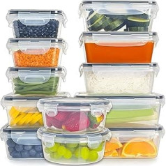 LYKEJI Storage Jar Set with Lid, 12 Pieces Storage Containers for Kitchen and Dining Room with High-Quality Plastic Lid, Leak-proof Food Container Set, Microwave Fridge (T-12 Pieces)
