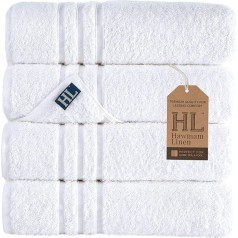 Hammam Linen Bath Towels 100% Cotton 68 x 137 cm White Super Soft Fluffy and Absorbent Premium Quality Perfect for Everyday Use Towels 100% Cotton