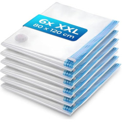 Vacuum Bags Set XXL (6 Pieces 80 x 120 cm) Extra Large Vacuum Bags for Duvets, Practical Storage Bags for Storing Bedding, Vacuum Bags for Storing Clothes