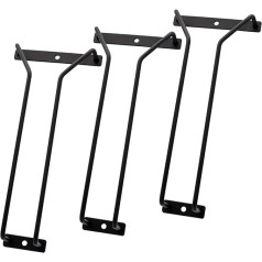 Wine Glass Rack 9.6 Inch Base Cabinet Stemware Wine Glass Holder Glasses Storage Hanger Metal Organizer for Bar Kitchen Black (1 Row, 3 Pack)