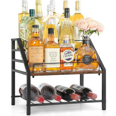3-Tier Wine Rack Countertop, Spirit Bottle Rack, Coffee Syrup Organiser, Small Wine Bottle Holder for Whiskey, Retro Bar Shelves for Home Bar, Stylish Wine Storage for Kitchen