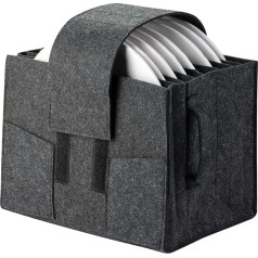 Practical Plate Storage - Felt Cup Holder for 8 Plates, Tidy Drawer Organiser for Motorhome, Camping, Drawer, Shelf and Cupboard - 27 x 20 x 18 cm (Grey)