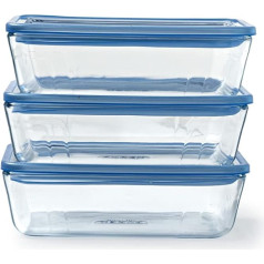 Pyrex® Pure Glass Collection Borosilicate Glass Food Storage Containers with Borosilicate Glass Lid, 0.8 L, Set of 3, Oven Microwave Dishwasher Safe