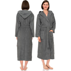 Luxuriöser Bademantel mit Kapuze, für Herren und Damen, 100 % Baumwolle, Frottee, Schalkragen, perfekt für Hotel und Spa, weicher und stilvoller Bademantel, grau, M