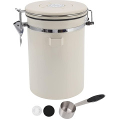 Airtight Coffee Canister, 304 Stainless Steel Valve, Ground Coffee, Tea, Food Container with Scoop, Kitchen Container (Large 1.8L)