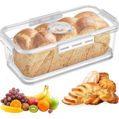Large Bread Bin, Transparent Bread Box, Bread Pot Made of PET Material, Timing Bread Storage, Toast Bread Storage Box with Lid, Bread Container for Kitchen Transport (32 x 17 x 11 cm)