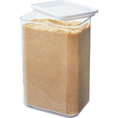 iDesign Storage Container with Lid, Large Food Storage Box Made of Recyclable Plastic, Airtight Storage Jar for Baking Ingredients and Other Dry Foods, Transparent/White