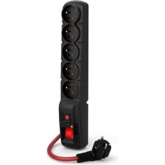 Strāvas sloksne f5 power 10m 16a (5 rozetes) melna