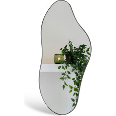 Ymahizax Wall Mirror, Asymmetrical Mirror, 98 x 45 cm, Decorative Mirror for the Bathroom, Bathroom Mirror, Hallway, Make-Up, Dressing, Hanging Wall Mirror with Frame, Living Room / Bedroom Decor