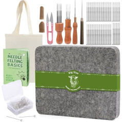 Riddur Felt Needles Set, Needle Felting Set, 8 x 10 Inch Felting Pad, 90 Pieces Felt Needles, 3-Size Wooden Handle Holder, Felt Accessories with Storage Bag for Starter Set, DIY Handmade Crafts