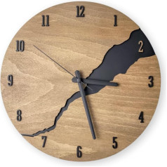 Wall clock in wood look, modern without ticking noises and silent, unusual wall clock with quartz movement for living room, office, kitchen, bedroom or as decoration. A modern eye-catcher