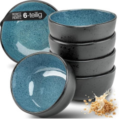 Moritz & Moritz Organic Cereal Bowls Set of 6 Blue Stoneware Bowls in Modern Design, Approx. 500 ml Capacity, Unique Colour Gradient, Robust and Dishwasher Safe