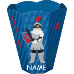 Craft Set Waste Paper Basket – Includes Name – Knight – Rubbish Bin Blue Boy – Children's Room Decoration for Crafts