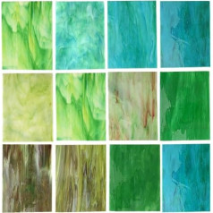 Lanyani 10 Sheets Green Mixed Glass Mosaic Tiles for Crafts 4