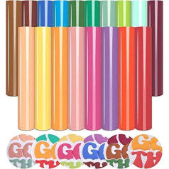 Nagoyuki 18 Pieces Puff Vinyl Heat Transfer 3D Puff HTV Heat Transfer Vinyl Heat Transfer for T-Shirts DIY Compatible