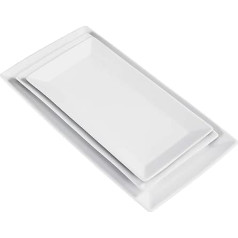 AmazonCommercial 3-Piece Porcelain Party Serving Plates, Dessert Set, for Appetisers, Dinner