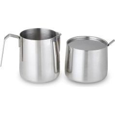 Stainless Steel 304 Creamer and Sugar Bowl with Spoon Coffee Serving Set, Mirror
