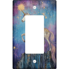 Lichtschalter-Abdeckplatte mit magischem Pferd, verträumte Pastellfarben für Kinderzimmer, künstlerische Wandplatten, Standardgröße, einzelne Wippe