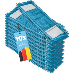 10 x Floor Mop Replacement Covers – Chenille Mop Cover Blue – Microfibre Mop for Sensitive Floors – Microfibre Mop for Floor Care for All Mop Folding Holders 40 cm – Mop Cover
