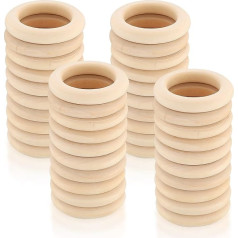 Pack of 40 Wooden Rings for Crafts, Natural Wooden Rings, Macrame Rings for DIY Jewellery, Macrame Bracelet, Pendant, Hanging Decoration Rings - 55 mm