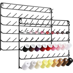 YBING Set of 2 54 Spools Sewing Thread Holder, Thread Holder Organiser, Metal Stand for Hanging for Embroidery, Quilting, Sewing (Black) 54-Spool Sewing Thread Holder Organiser