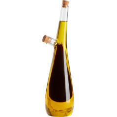 Tala Oil Pourer and Drizzle, Elegant Glass Drizzlier for Storing and Pouring Oil and Vinegar, Duel Storage in Modern Curved Design with Cork Stopper and
