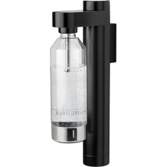 Stelton Brus Water Carbonator, Wall Mount with Bottle, Premium Carbonator for Water with CO2 - Adjustable Bubble Strength - Scandinavian Design, Black