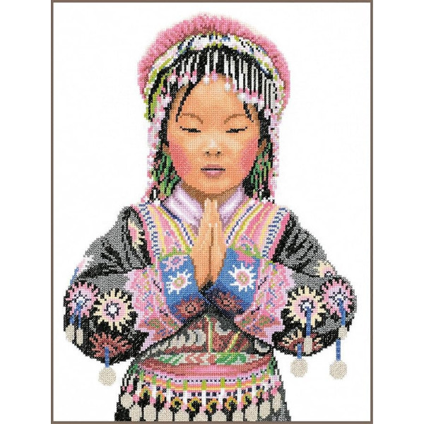 Thai Mountain Tribe Girl Aida Counted Cross Stitch Kit
