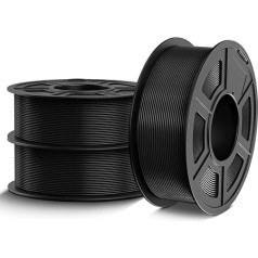 PLA+ Filament 1.75 mm Bundle 3 kg, Reinforced Toughness PLA Plus 3D Printer Filament, Dimensional Accuracy +/- 0.02 mm, 3 Spools, 1 kg per Spool (Black)