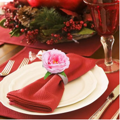 ULTECHNOVO Flower Napkin Rings Set - 12 Piece Holiday Napkin Ring Holder, Floral Napkin Buckles - Handmade Rose Napkin Ring for Graduations, Holidays, Wedding