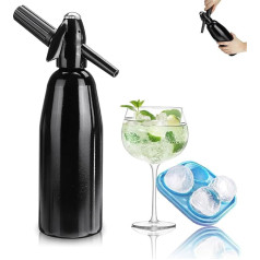 Soda Makers, 1L Portable Carbonated Water Heater, for Soda Water, Cocktails, Does Not Include 8 g CO2 Cartridges - Black