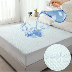 Jet's Home Bamboo Mattress Protector 140 x 200 cm Waterproof Mattress Protector Öko-Tex® with Flexible Deep Pocket, Ultra Soft Protective Cover for Mattress Toppers