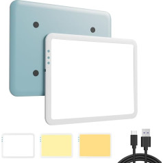 HIUKCOLED Rechargeable A4 Light Pad, Battery Operated Light Plate, Stepless/6 Level Dimmable Brightness with 3 Colours, Wireless LED Light Tracking Box for Diamond Painting, Drawing, Sketching