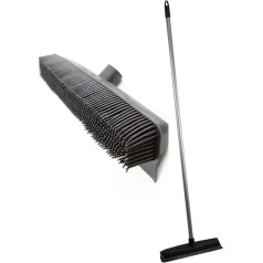 Professional Rubber Broom with Solid 120cm Handle Pet Hair Removal Sweeping Brush - Specially Designed to Remove Dog Cat and Human Hair from Carpets and Flooring - Hundreds of Individual Rubber Bristles Collect and Attract Hair from Carpet - Also Features