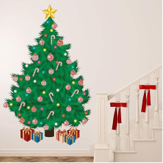 WALPLUS Christmas Decoration Wall Decals Traditional Christmas Tree Wall Art Window Display Stickers Living Room Sales Clearance PVC Stickers for Glass Christmas Winter Decor