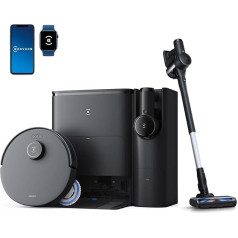 ECOVACS Deebot T30S Combo Complete Robot Vacuum Cleaner/Mop Function/Cordless Vacuum Cleaner, All-in-One Cleaning Station, 11000 Pa, ZeroTangle Technology, TruEdge™ Cleaning, Hot Water Mop Washing