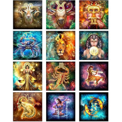 Cskunxia 12 Pack Diamond Painting DIY Diamond Painting Pictures Diamond Painting Kits for Adults or Children Beginners Gift (30 x 30 cm)