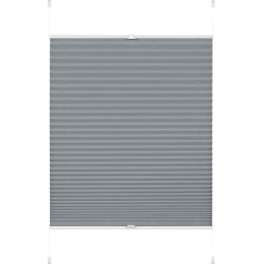 GARDINIA Pleated Blind, No Drilling Required, for Clamping, Opaque, Folding Roller Blind for Blackout, Privacy Screen, Adjustable from 6 mm - 30 mm, Greta Smoke Blue, 80 x 130 cm