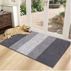 SHACOS Dirt Trapper Door Mat, Indoor and Outdoor Mats, Non-Slip Machine Washable Mat, Pets and Dog Mat, Super Absorbent Entrance Mat (Grey, 80 x 150 cm)