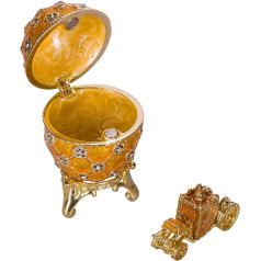 danila-souvenirs Faberge Style Coronation Egg Jewellery Box with Carriage 6.5 cm Yellow