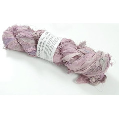 100g Recycled Sari Silk Ribbon Yarn, Jewelry Making Trim - Light Pink