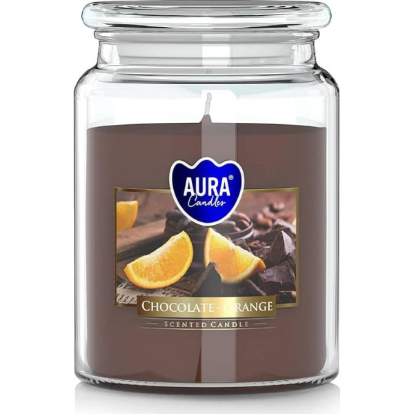 Scented Candle in Large Glass Chocolate - Orange 100h Burning, Sweet Scented Candle with Lid, 14 cm High, Diameter 9.9 cm