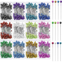 Sewing Pins Multicolour Head Pins Assortment Kit, Straight Quilting Pins Pearlized Ball Head Quilting Pins, Pearl Head Pins for Making Dressmaker DIY Craft Fabric Sewing Decorations