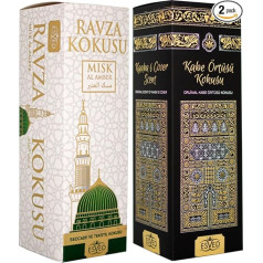 ihvan online Islamic Holy Places Fragrance Set, Prayer Mat, Fragrance Made with Essential Oils, Alcohol-Free Room Fragrances for Prayer Rooms, 2 x 400 ml, Islamic Gifts, Kaaba Cover Ravza