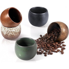 ecooe Espresso Cups Set, Thick-Walled, Made of Stoneware, Set of 5, 90 ml, Handmade Coffee Cups Set, Tea Cups Set, Gifts for Women, Men, Best Friend, Partner, Christmas Gifts