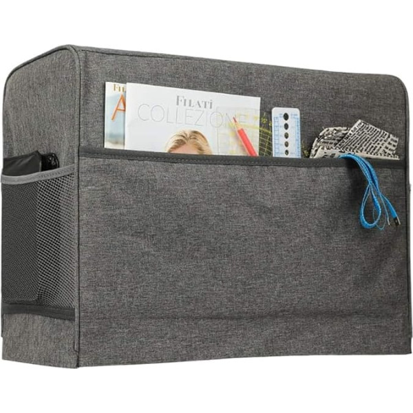 TOPINCN Sewing Machine Cover, Waterproof Sewing Machine Cover Shell with Pockets, Sewing Machine Dust Cover for Additional Accessories (Grey)