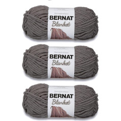 Bernat Blanket Dark Grey Yarn - 3 Pack 150g - Polyester - 6 Super Bulky - 90m - Knitting, Crochet, Crafts and Amigurumi Chunky Chenille Yarn