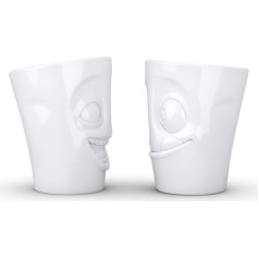 FIFTYEIGHT PRODUCTS T01.29.01 Cup Set No. 3, Funny & Delicious, in White Porcelain, 350 ml